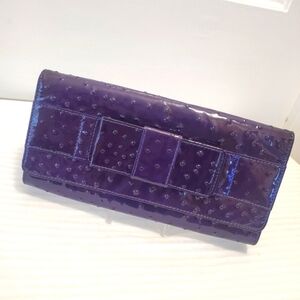 Michael Kors Deep Purple Embosswd Patent Leather Clutch
